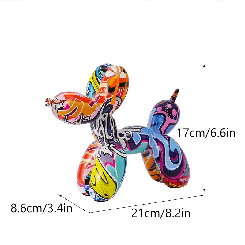 Mini Rainbow Graffiti Balloon Dog Figurines