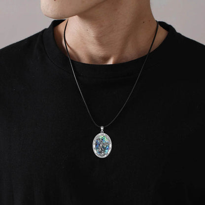 925S St.Michael Archangel Necklace w/Abalone Shell - Shop Jobie