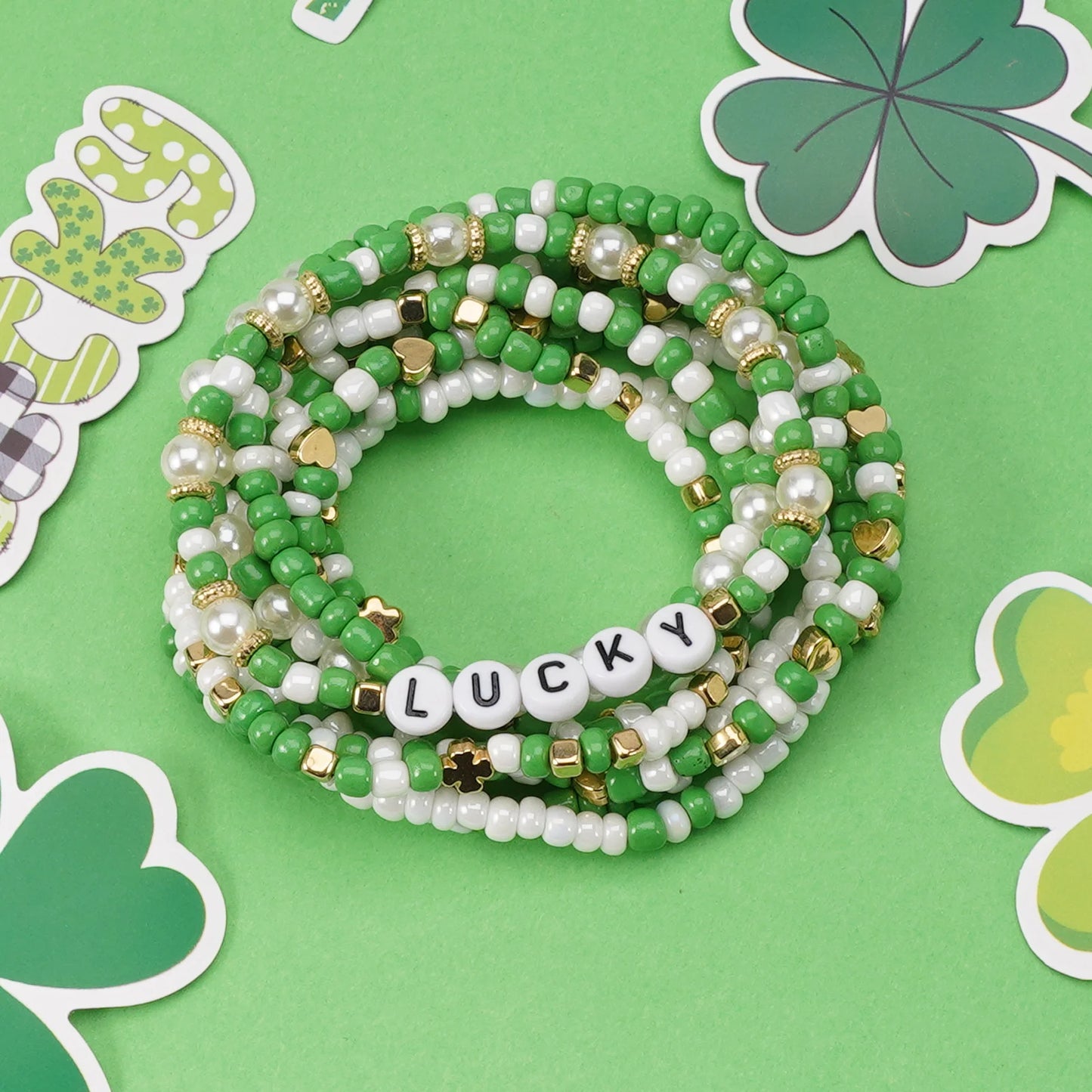 Lucky Shamrock Clover Party Favor Fashion Bracelets
