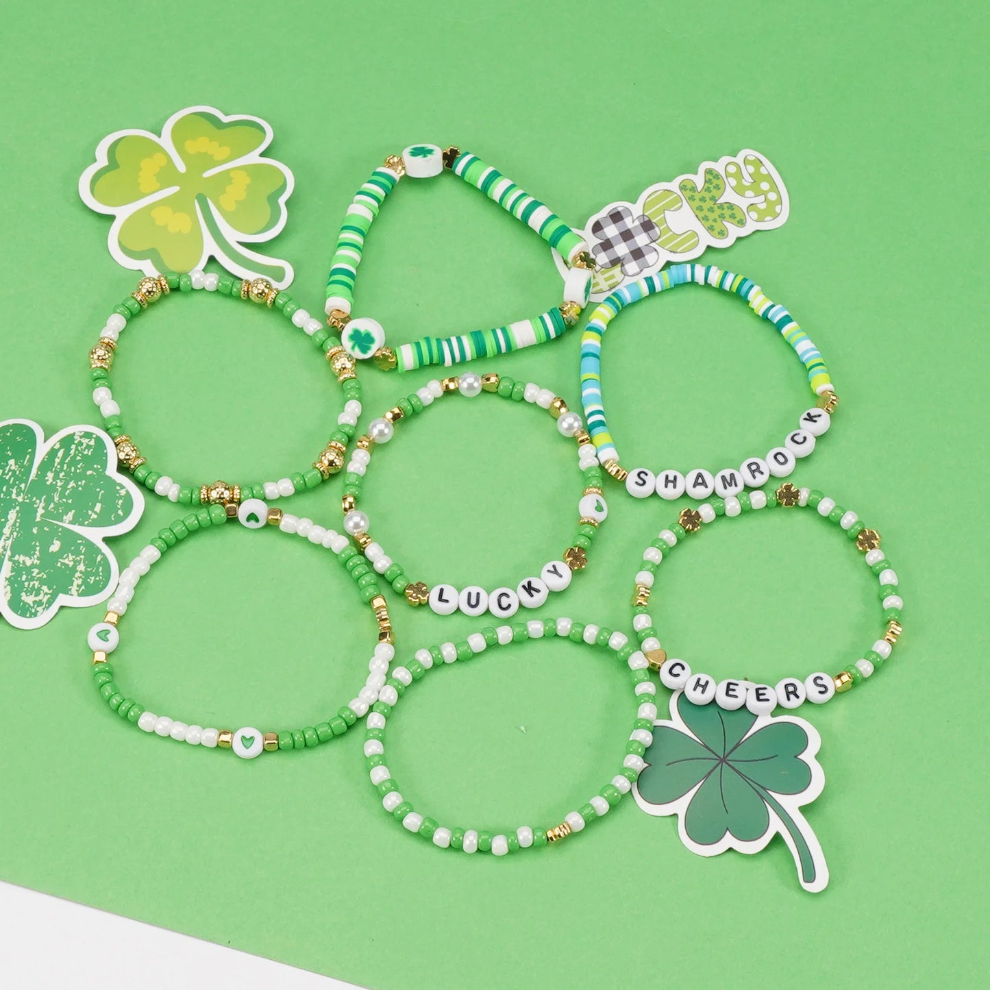 Lucky Shamrock Clover Party Favor Fashion Bracelets