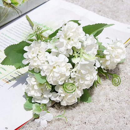 Silk Flower Bouquet - 5-Fork-Bunch Hydrangea Flower