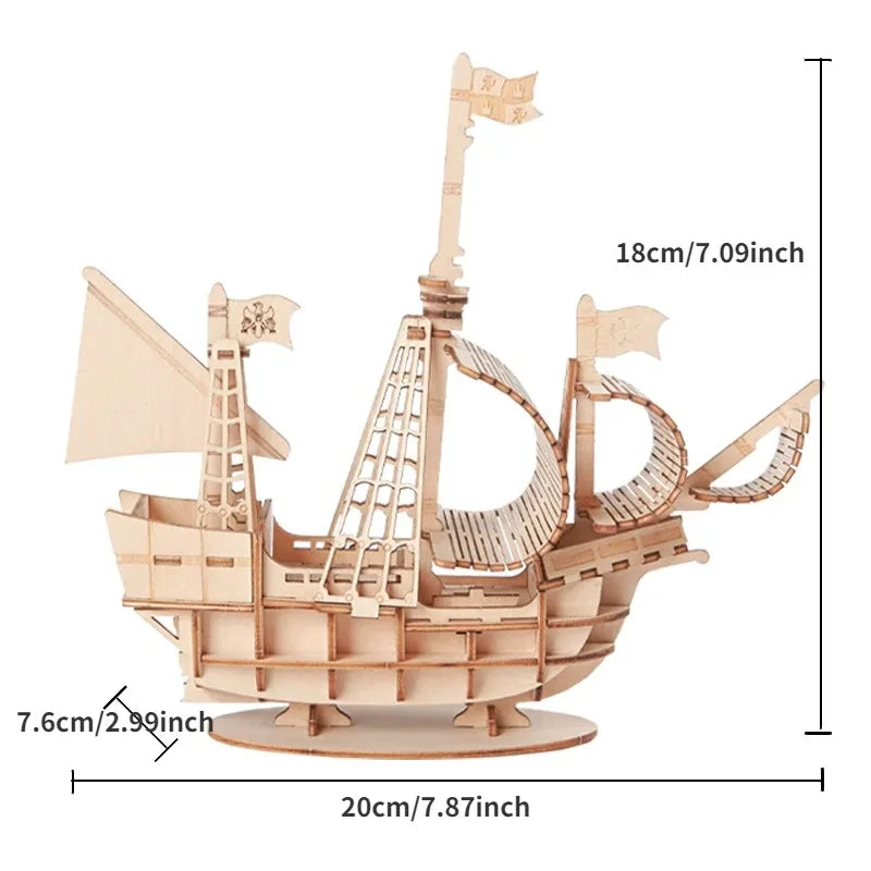 3D Wooden Puzzle Kits - Schooner 56pc