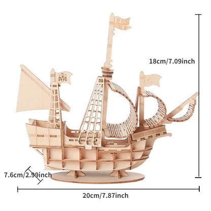 3D Wooden Puzzle Kits - Schooner 56pc