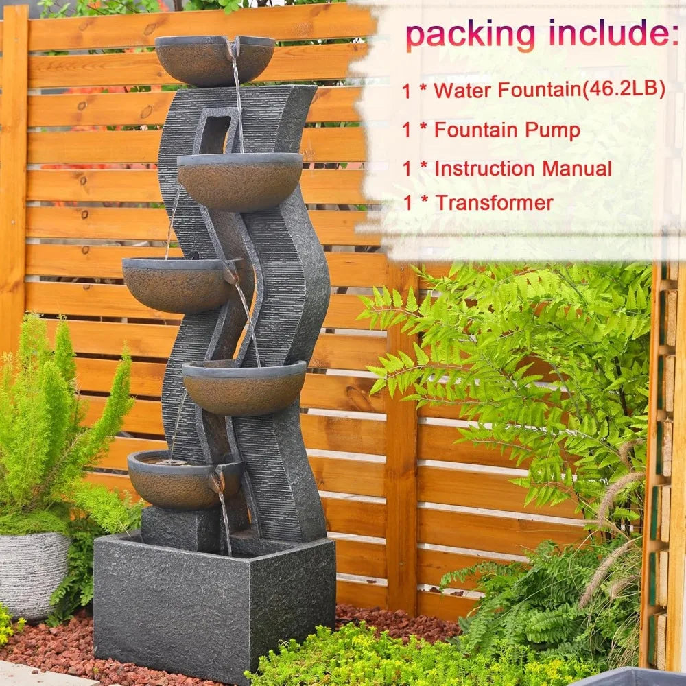 Garden Fountain w/Illuminated Waterfall