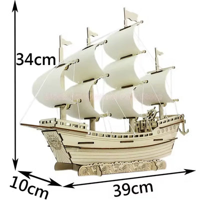 3D Wooden Puzzle Kits - Schooner 56pc