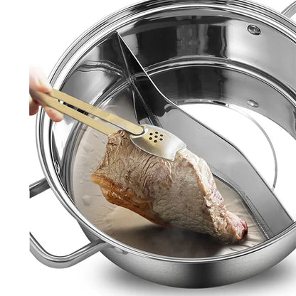 Divided Nonstick Stainless Steel Hot Pot & Fryer