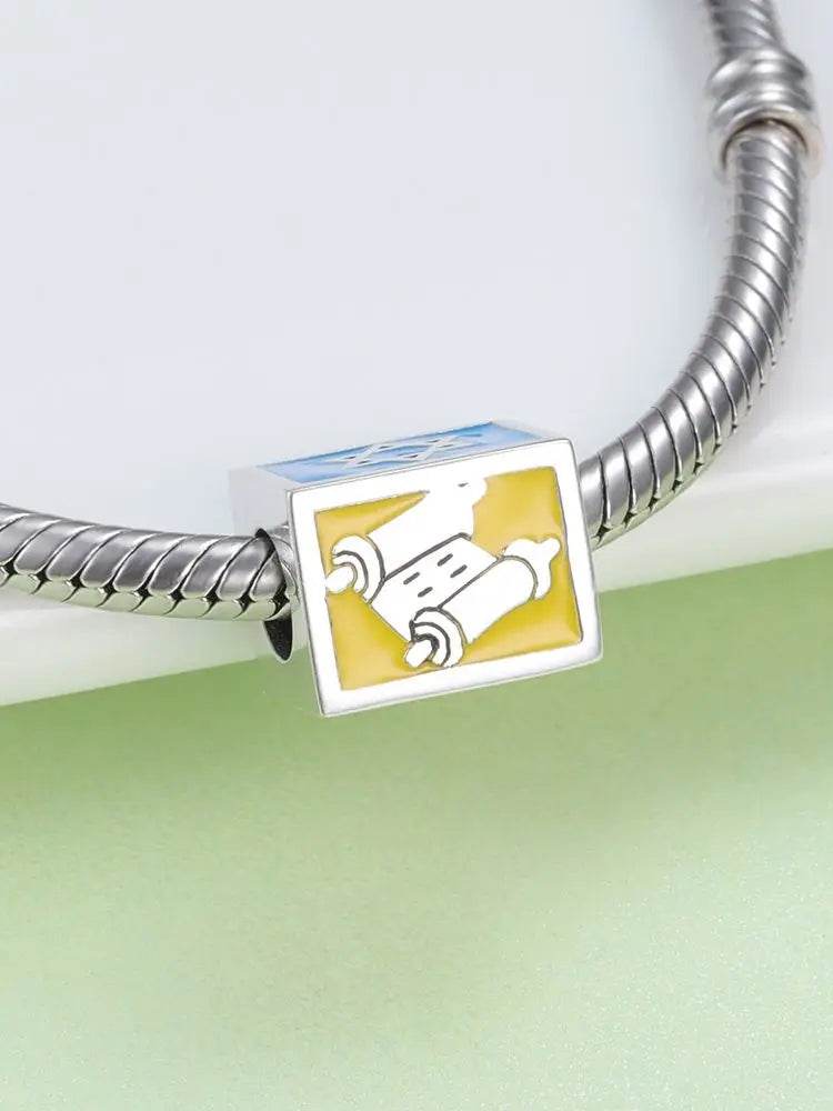 925S Jewish Scroll Bead With Cubic Zirconia Charm - Shop Jobie