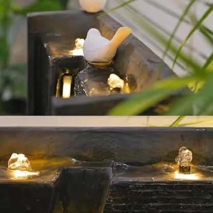 Outdoor Water Fountain - Rustic Cube