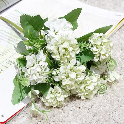 Silk Flower Bouquet - 5-Fork-Bunch Hydrangea Flower
