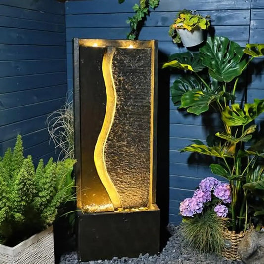 Outdoor Water Fountain - Rustic Cube
