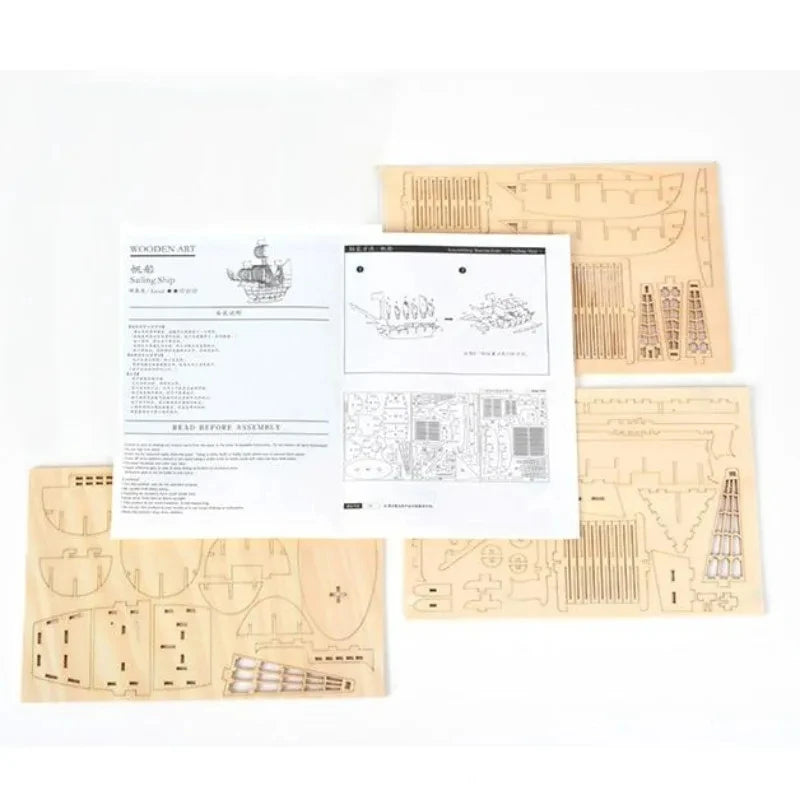 3D Wooden Puzzle Kits - Schooner 56pc