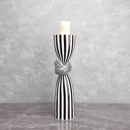 Black and White Striped Twisted Rope Knot Candle Stand - Shop Jobie