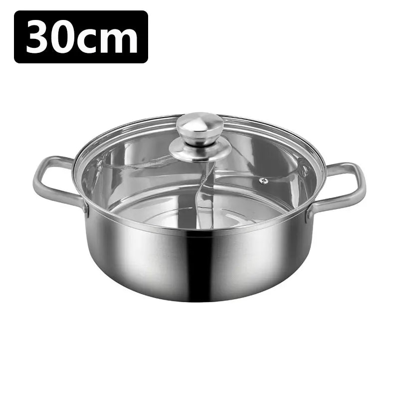 Divided Nonstick Stainless Steel Hot Pot & Fryer