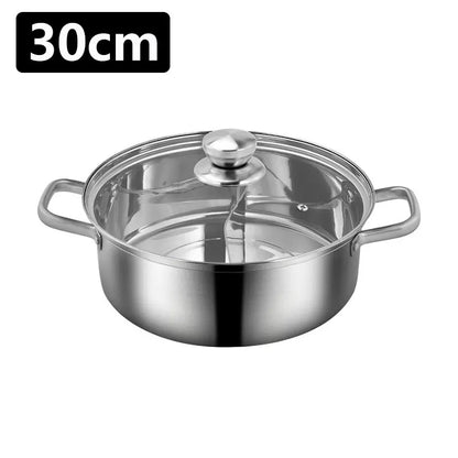 Divided Nonstick Stainless Steel Hot Pot & Fryer