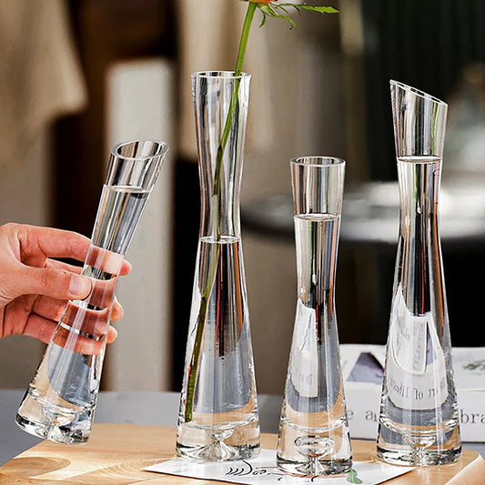 Elegant Transparent Glass Flower Vase