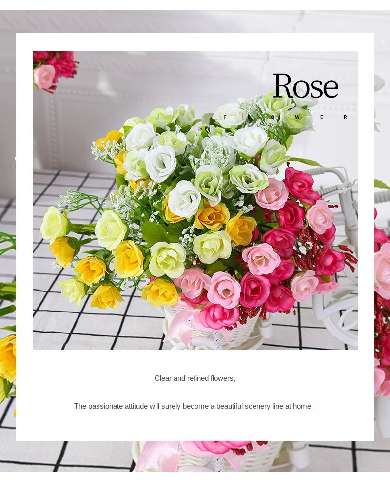 Silk Flower Bouquet - 7 Fork 21 Head Diamond Rose Flower