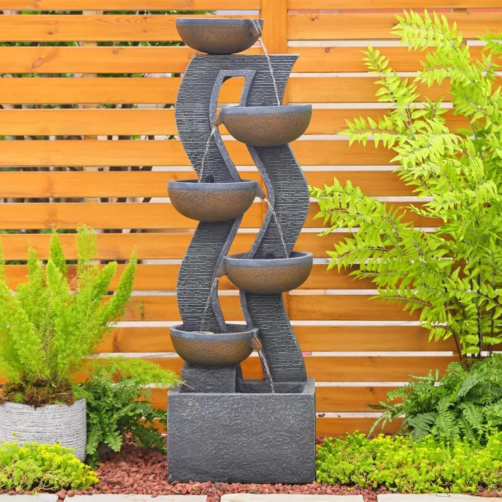 Garden Fountain w/Illuminated Waterfall