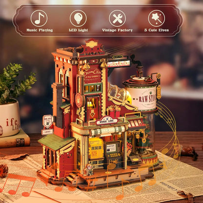 3D Wooden Puzzle DIY Kits - 449pc Rokr Music Box Dream Gift Factory