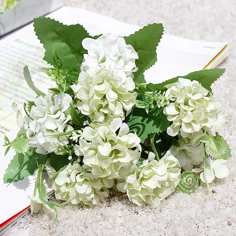 Silk Flower Bouquet - 5-Fork-Bunch Hydrangea Flower