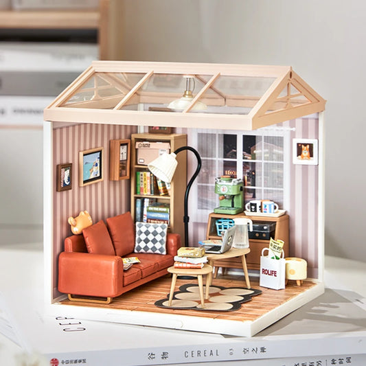 Puzzle DIY Kits -  Cozy Living Lounge Miniature House