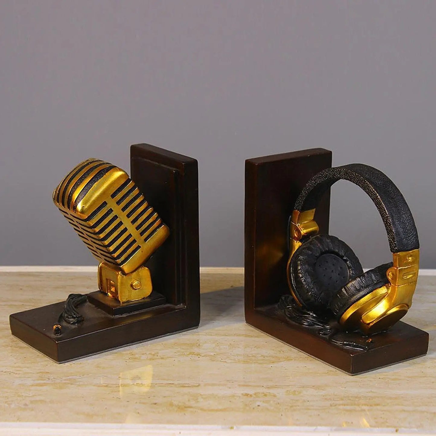 Bookends - Retro Microphone & Headphones