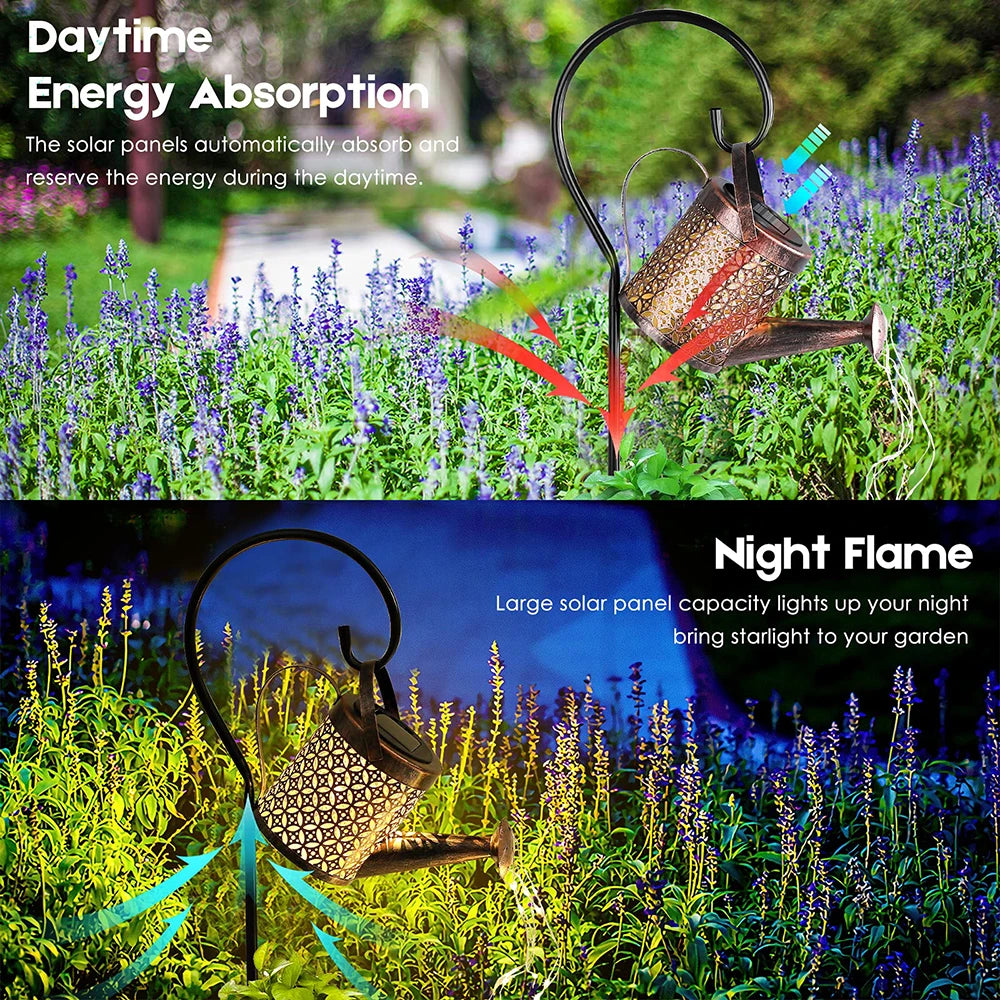 Solar Watering Can Hanging Kettle Lantern