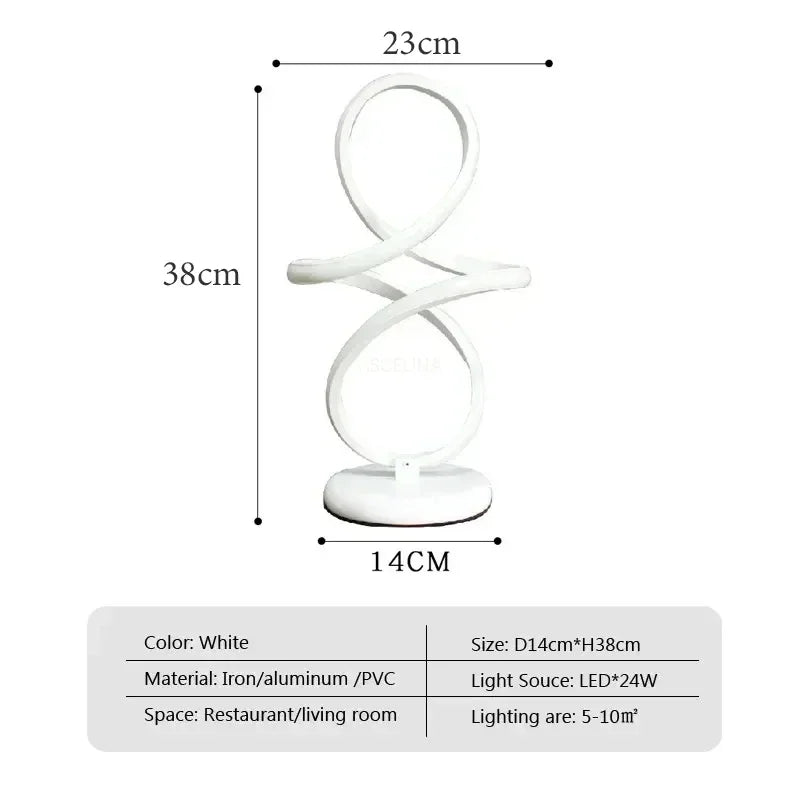 Modern Chrome Plated High Polished LED Table Lamp - Twisted Lines
