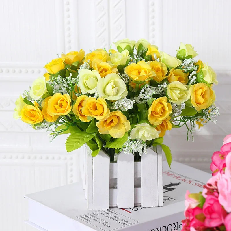 Silk Flower Bouquet - 7 Fork 21 Head Diamond Rose Flower