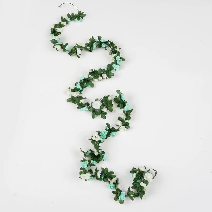 Silk Flower Garland Vine - 98" - 45 Head Diamond Rose Flowers