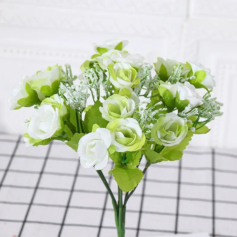 Silk Flower Bouquet - 7 Fork 21 Head Diamond Rose Flower