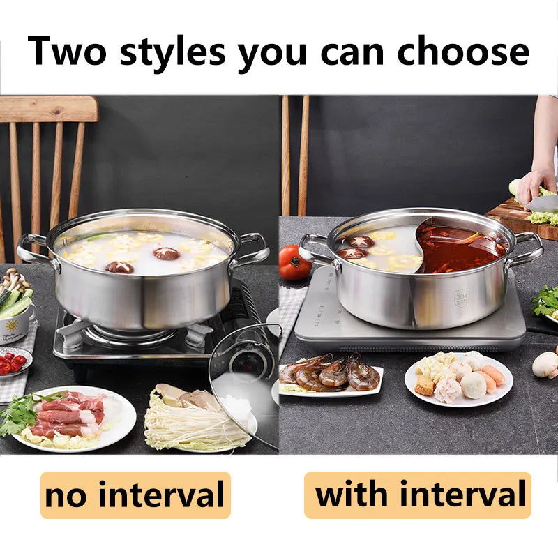 Divided Nonstick Stainless Steel Hot Pot & Fryer