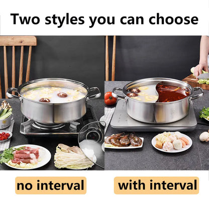 Divided Nonstick Stainless Steel Hot Pot & Fryer