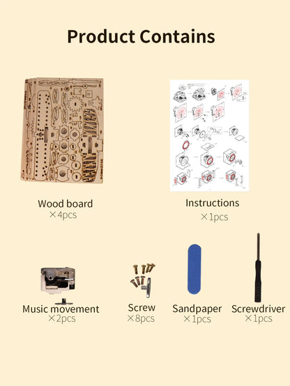 3D Wooden Puzzle 95pc Punk Airplane Music Box