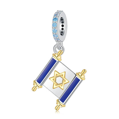 925S Jewish Scroll Bead With Cubic Zirconia Charm - Shop Jobie