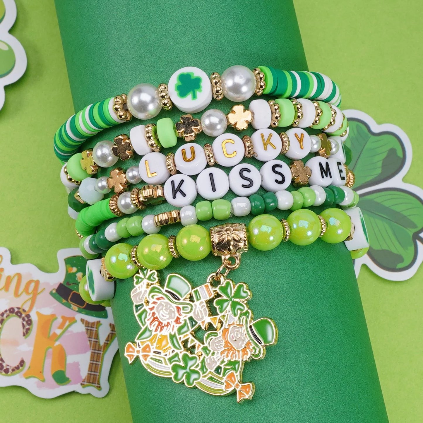 Lucky Shamrock Clover Party Favor Fashion Bracelets