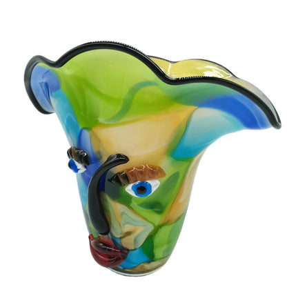 Murano-Style Art Glass Face Vase