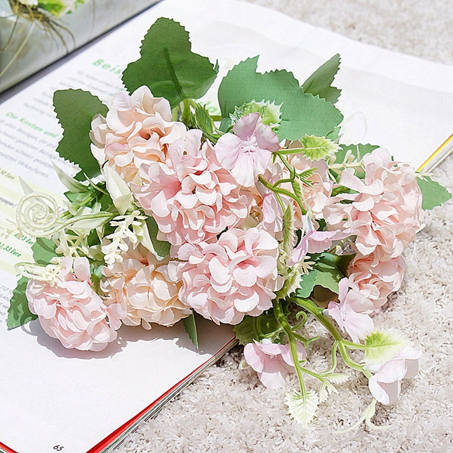 Silk Flower Bouquet - 5-Fork-Bunch Hydrangea Flower