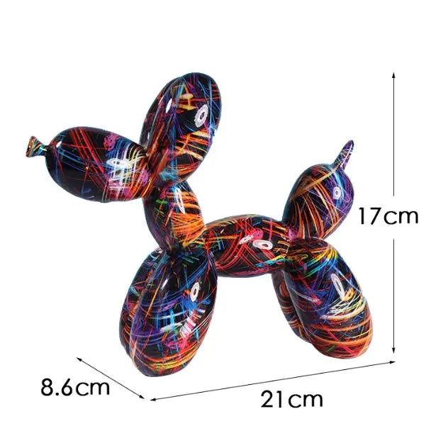 Mini Rainbow Graffiti Balloon Dog Figurines