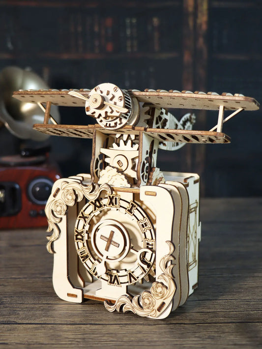 3D Wooden Puzzle 95pc Punk Airplane Music Box