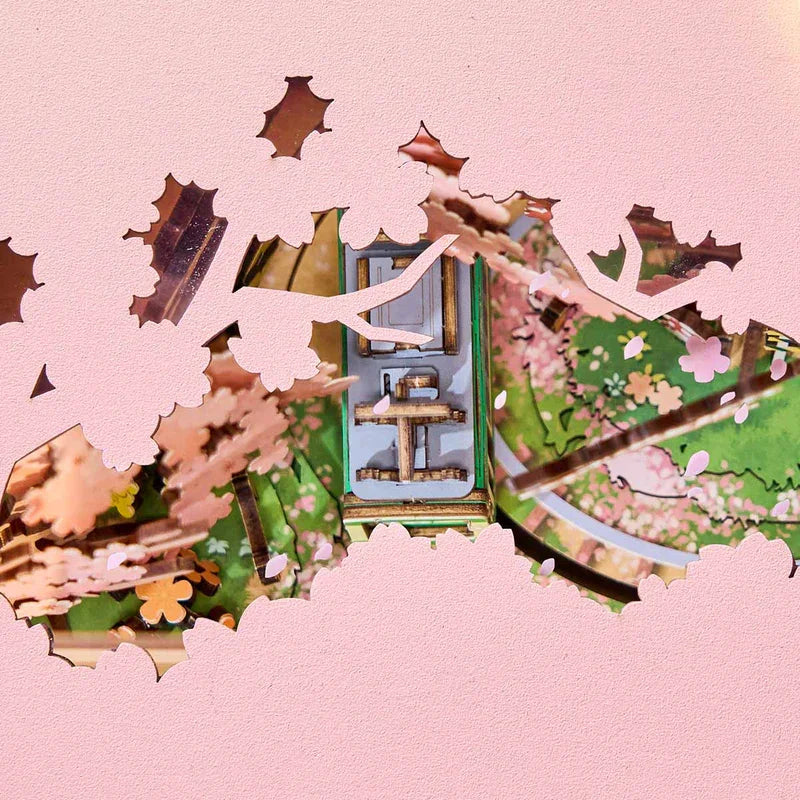 3D Wooden Puzzle DIY Kits - 283pc Sakura Dreamy Retro TV w/Lights