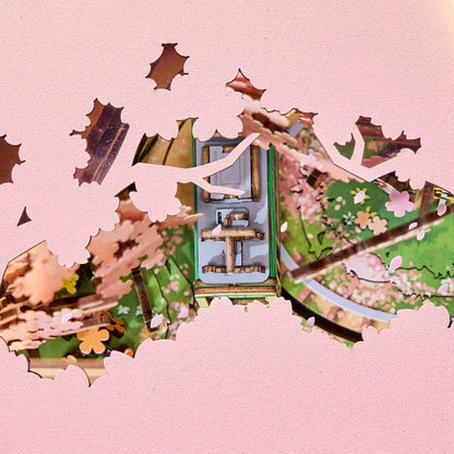 3D Wooden Puzzle DIY Kits - 283pc Sakura Dreamy Retro TV w/Lights