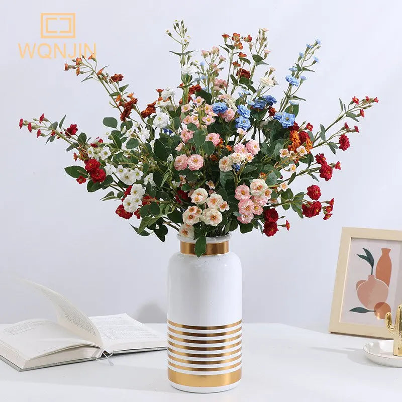 Silk Flower Bouquet -  Long Branch Artificial Mini Roses