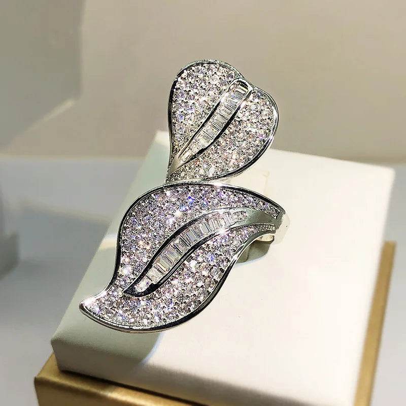 925 Silver Exaggerated Large Willow Leaf Ring - Shop Jobie
