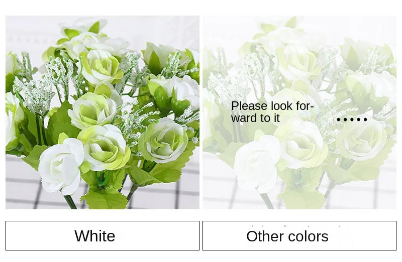 Silk Flower Bouquet - 7 Fork 21 Head Diamond Rose Flower