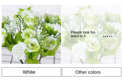 Silk Flower Bouquet - 7 Fork 21 Head Diamond Rose Flower