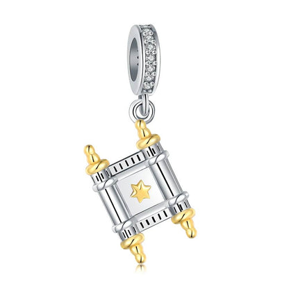 925S Jewish Scroll Bead With Cubic Zirconia Charm - Shop Jobie