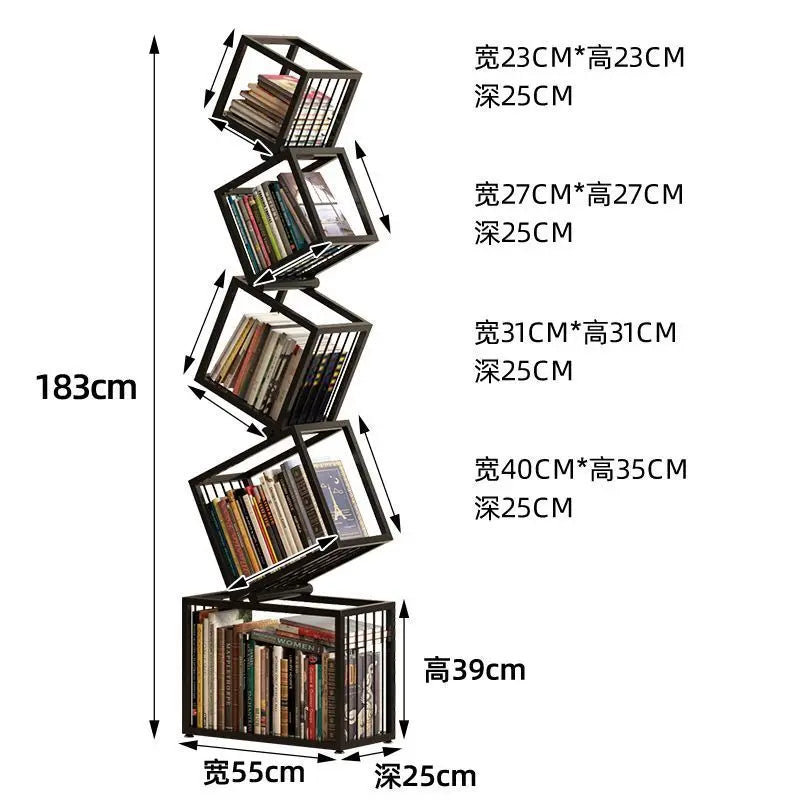 Tipsy-Turvy Vertical Iron Art Bookshelf