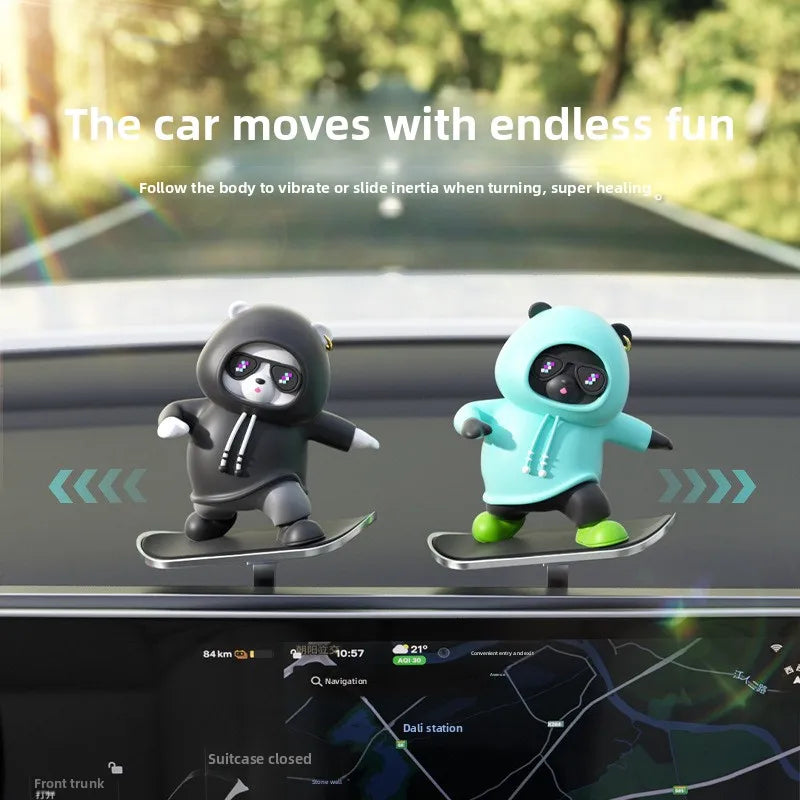 Mini Dashboard Skateboarding Bear