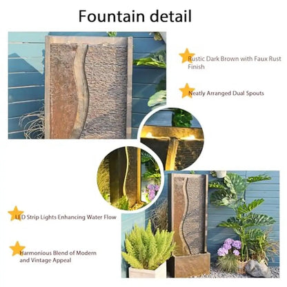 Outdoor Water Fountain - Rustic Cube