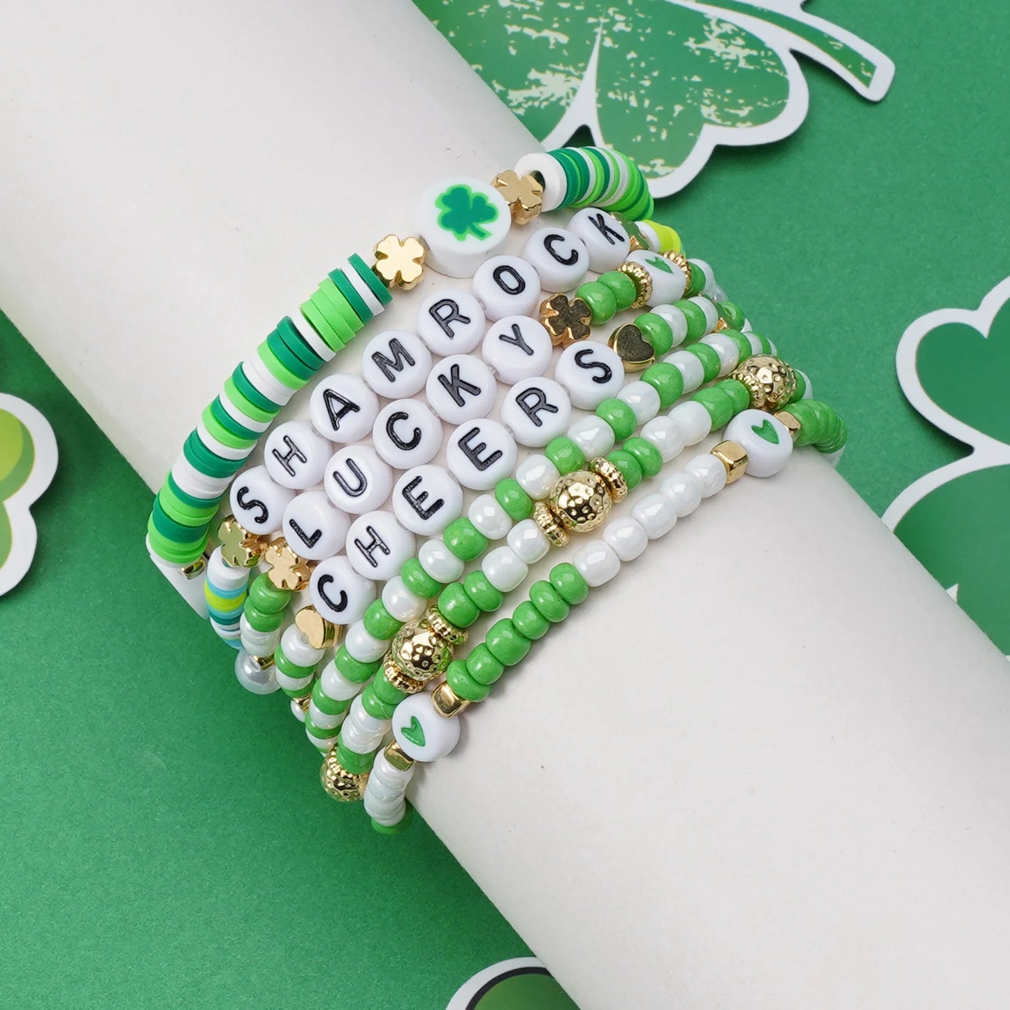 Lucky Shamrock Clover Party Favor Fashion Bracelets